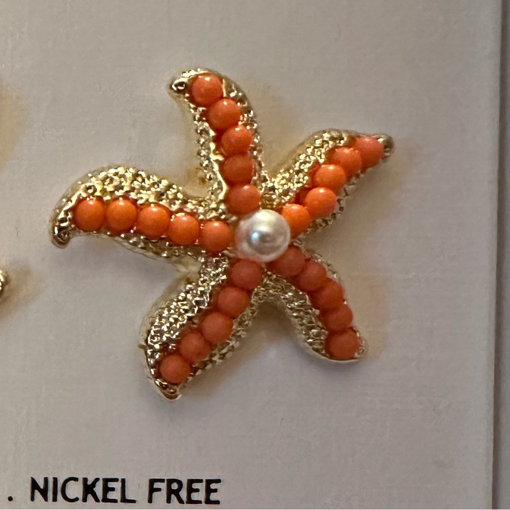 Piper K Beaded Starfish Earrings | NIB - Picture 3 of 3